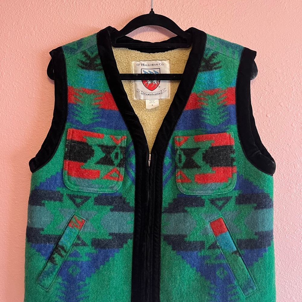 Colorful Wool Vest with Tribal Pattern